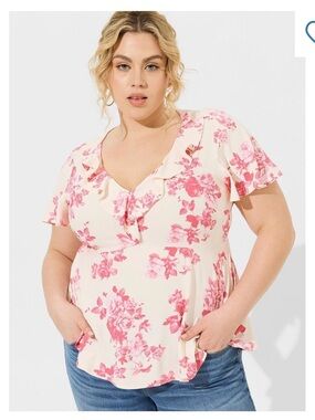 Women’s V-neck Short Sleeve Ruffle Blouse